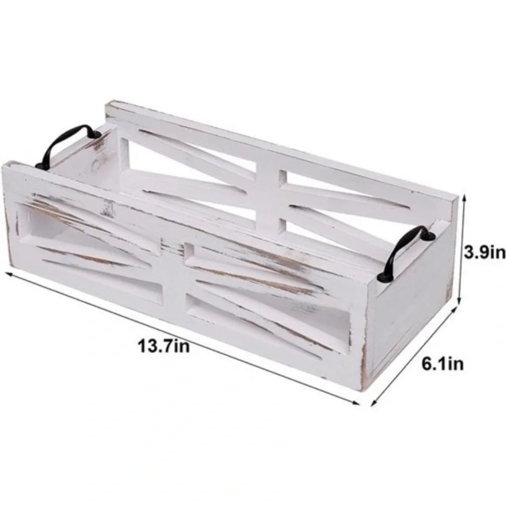 Toilet Paper Wood Holder Decor Box Farmhouse White NWT